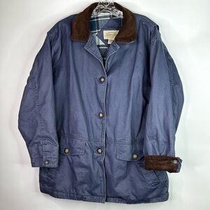 Vintage St. John's Bay Navy Blue Corduroy Trim Field Chore Jacket Large